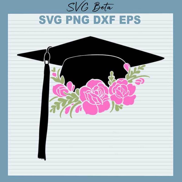 Floral Graduate Cap SVG