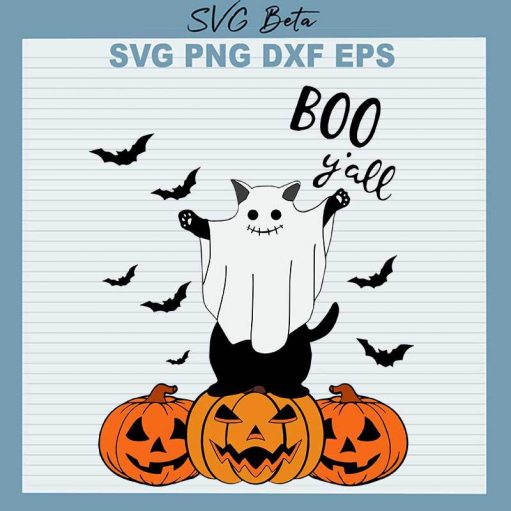 Cat Boo Y'all Halloween SVG, Pumpkin Boo SVG, Halloween Boo SVG PNG DXF Cut Files