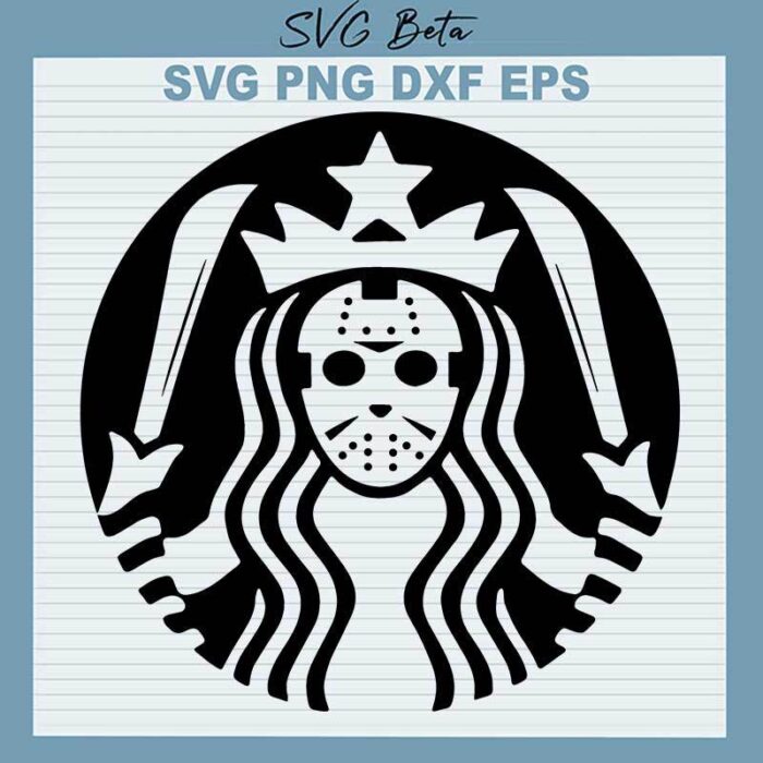 Jason Voorhees Horror Starbuck Logo SVG, Jason Voorhees Starbuck SVG, Horror Face SVG PNG DXF cut file for cricut