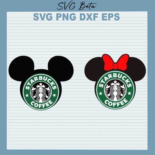 Mickey Minnie Starbuck Coffee SVG, Disney Starbuck Logo SVG, Mickey Starbuck Logo SVG
