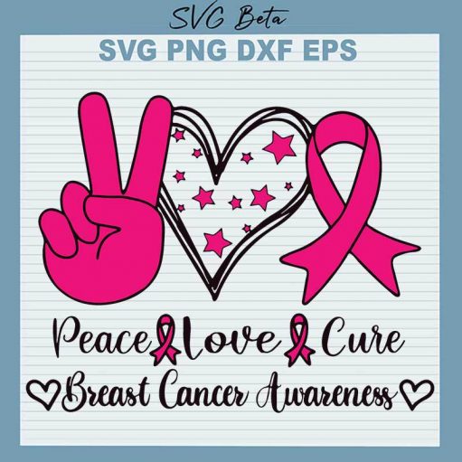 Peace Love Cure Breast Cancer Awareness SVG