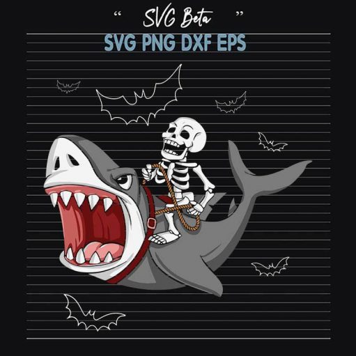 Halloween Shark With Skeleton SVG