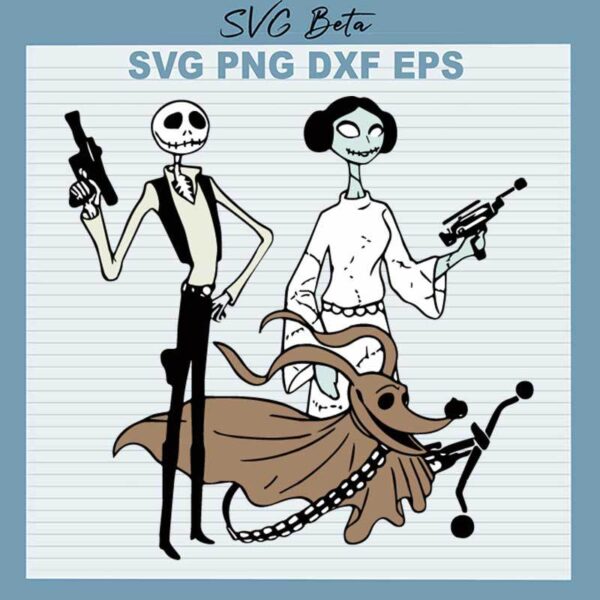 Jack And Sally Star Wars Halloween SVG, Nightmare Before Christmas SVG, Jack Skellington Dog SVG