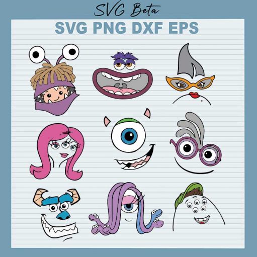 Monster Inc Characters Face SVG