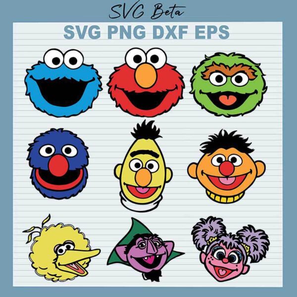 Sesame Street Monsters Face SVG