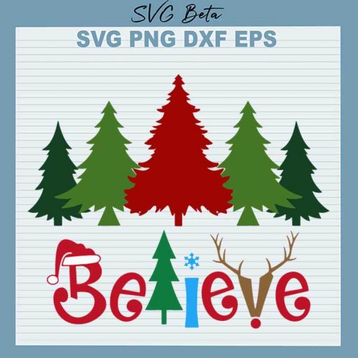 Believe Christmas Tree SVG
