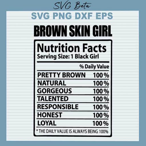 Brown Skin Girl Nutrition Facts SVG