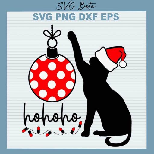 Black Cat Ho Ho Ho Christmas SVG