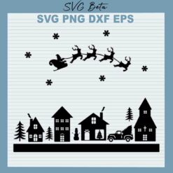 Happy Christmas Village SVG