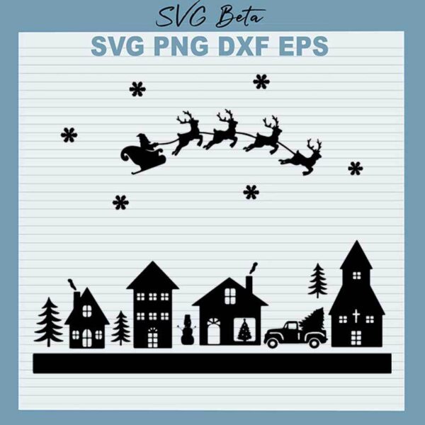 Happy Christmas Village SVG