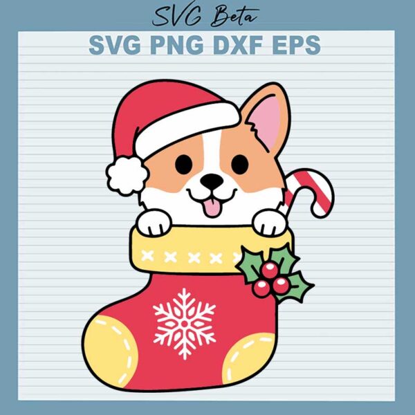 Santa Dog In Christmas Stocking SVG