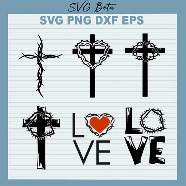 Jesus Cross Thorn Crown SVG