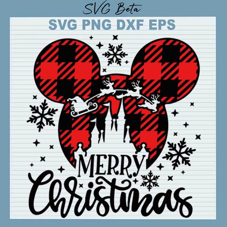 Merry Christmas Mickey Ears SVG, Xmas Disney Ears SVG, Mickey Castle