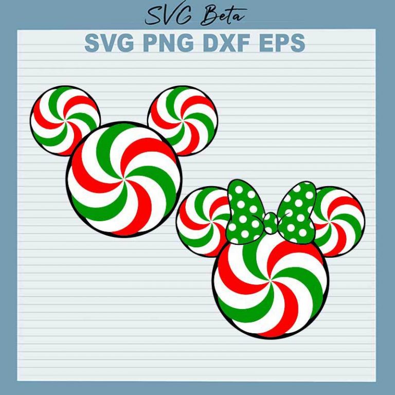 Mickey Minnie Christmas Candy SVG, Disney Christmas SVG, Candy Cane SVG