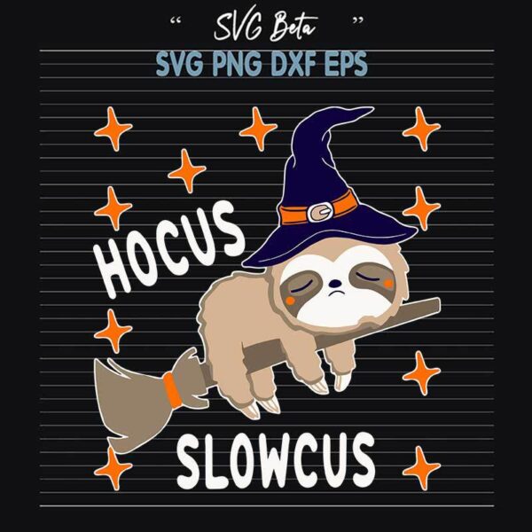 Hocus Slowcut Halloween SVG, Sloth Hocus Pocus Witch SVG, Halloween Sloth SVG PNG DXF cut file