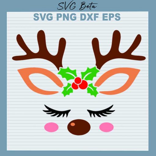Christmas Reindeer Face Svg