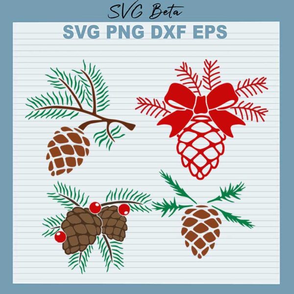 Pinecone Ribbon Christmas Svg