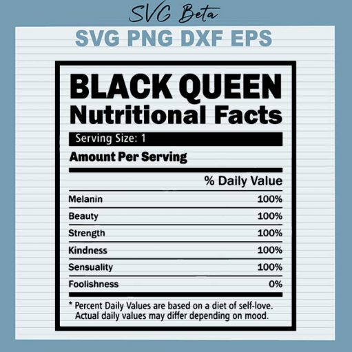 Black Queen Nutritional Facts SVG