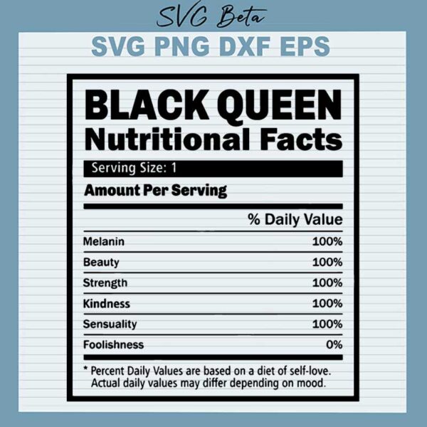 Black Queen Nutritional Facts SVG