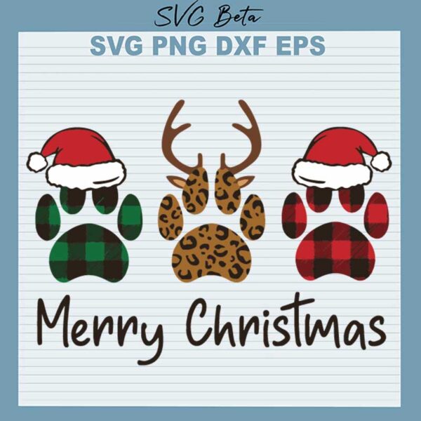Dog Paw Merry Christmas SVG