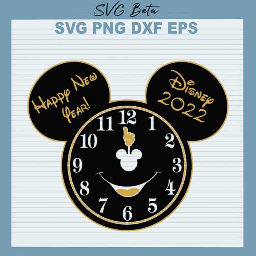 Happy new year disney clock svg