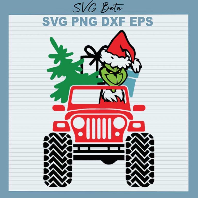 Grinch In Christmas Jeep SVG, Grinch Monster Truck Christmas SVG