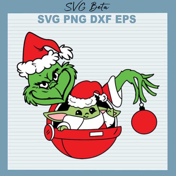 Grinch Holding Baby Yoda Christmas SVG