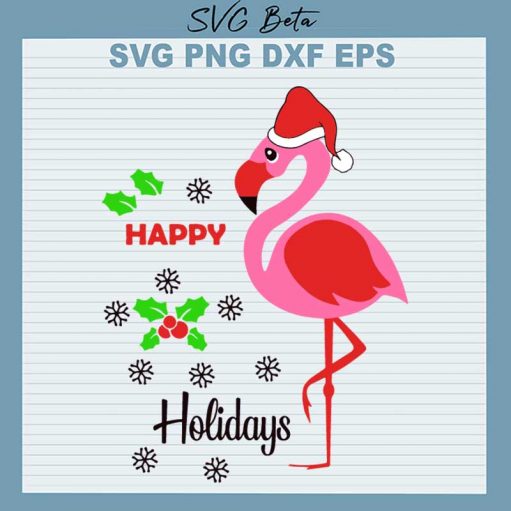 Santa Flamingo Happy Holidays SVG