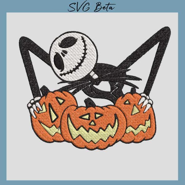 jack skellington pumpkin embroidery design