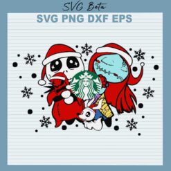 Jack And Sally Oogie Boogie Starbucks Coffee SVG, Nightmare Before Christmas SVG, Jack And Sally Santa SVG PNG DXF Cut File