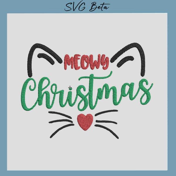 meowy christmas embroidery design