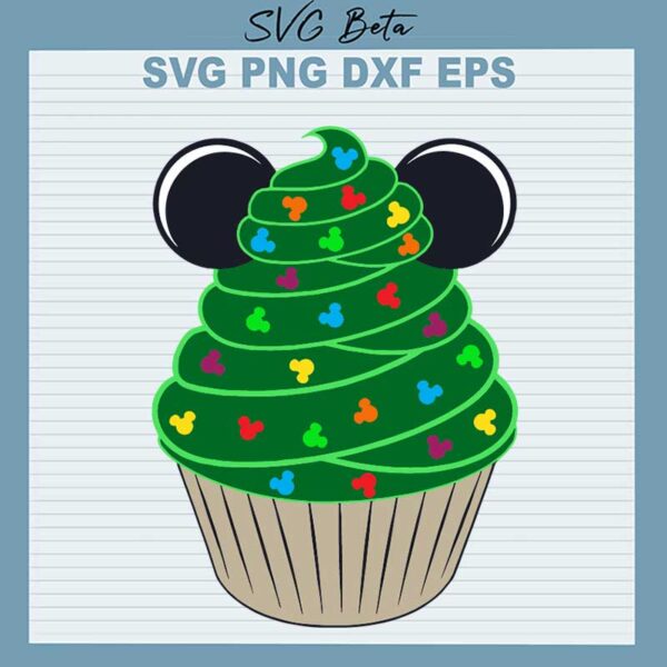 Mickey Christmas Tree Cup Cake SVG