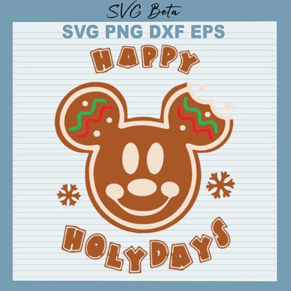 Happy Holidays Ginger Bread Mickey SVG