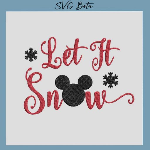 let it snow mickey head embroidery design