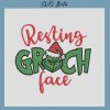 resting grinch face embroidery design