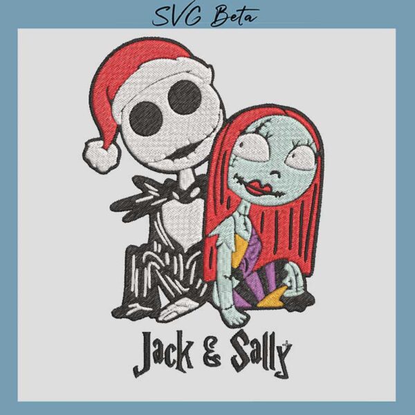 jack and sally christmas embroidery design