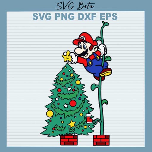 Super Mario With Christmas Tree Svg