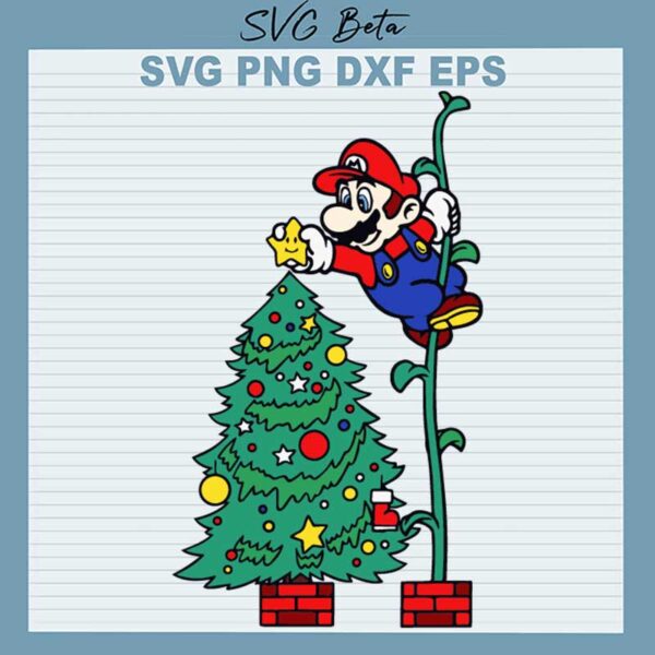 Super Mario With Christmas Tree SVG