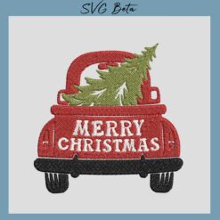 Merry christmas truck Embroidery Design