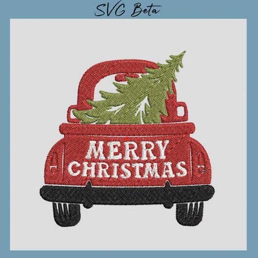 Merry Christmas Truck Embroidery Design