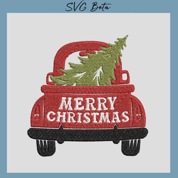 Merry christmas truck Embroidery Design