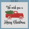 Merry christmas red truck embroidery