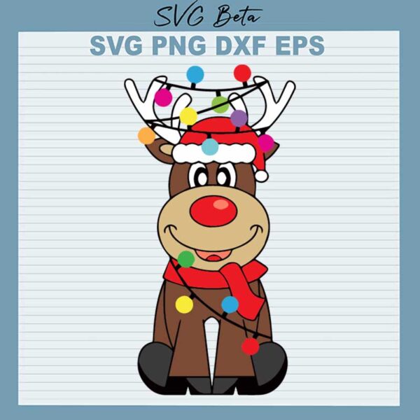 Reindeer with Christmas light svg
