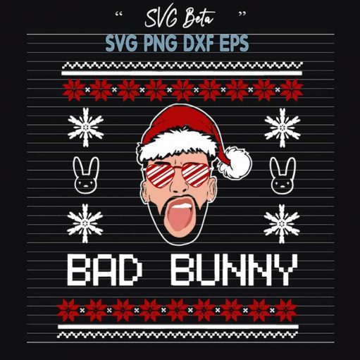 Bad Bunny Ugly Christmas Sweater Funny Christmas Sweater Canvas Print