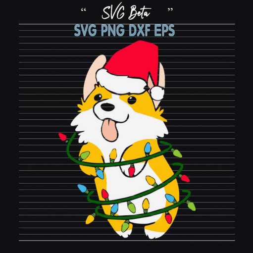 Corgi Santa With Christmas Lights SVG