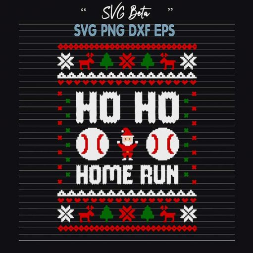 Ho Ho Home Run Baseball Ugly Sweater Svg