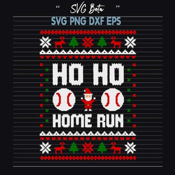 Ho Ho Home Run Baseball Ugly Sweater SVG