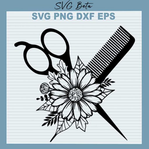 Floral Hair stylist SVG, Hairdresser SVG, Hair Stylist SVG PNG DXF Cut File