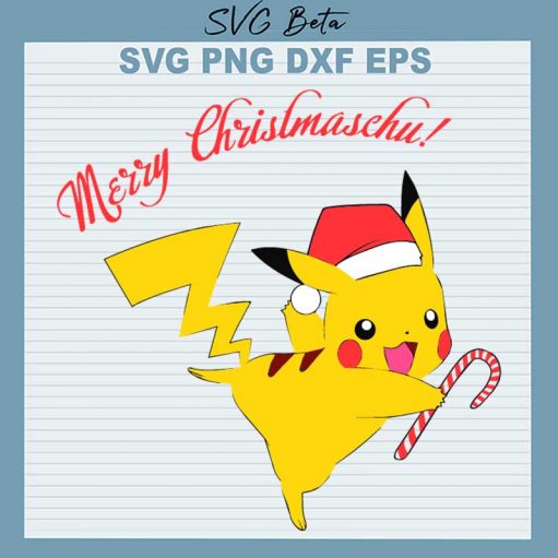 Pikachu Merry Christmas SVG, Pikachu Santa Hat SVG, Pokemon Christmas SVG PNG DXF Cut File