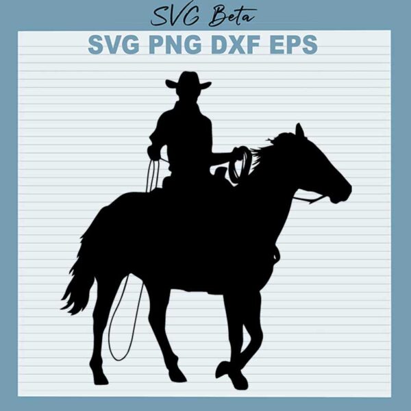 Cowboy riding horse svg